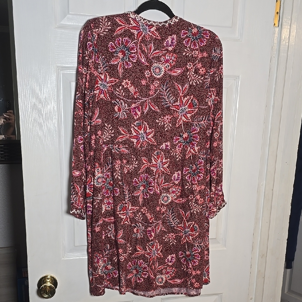 Old Navy Womens Size Small S Red Floral Midi Dress - Picture 3 of 6